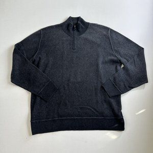 Paolo Mondo 100% 2 Ply Cashmere Sweater Men's Size XL Gray 1/4 Zip Pullover Soft
